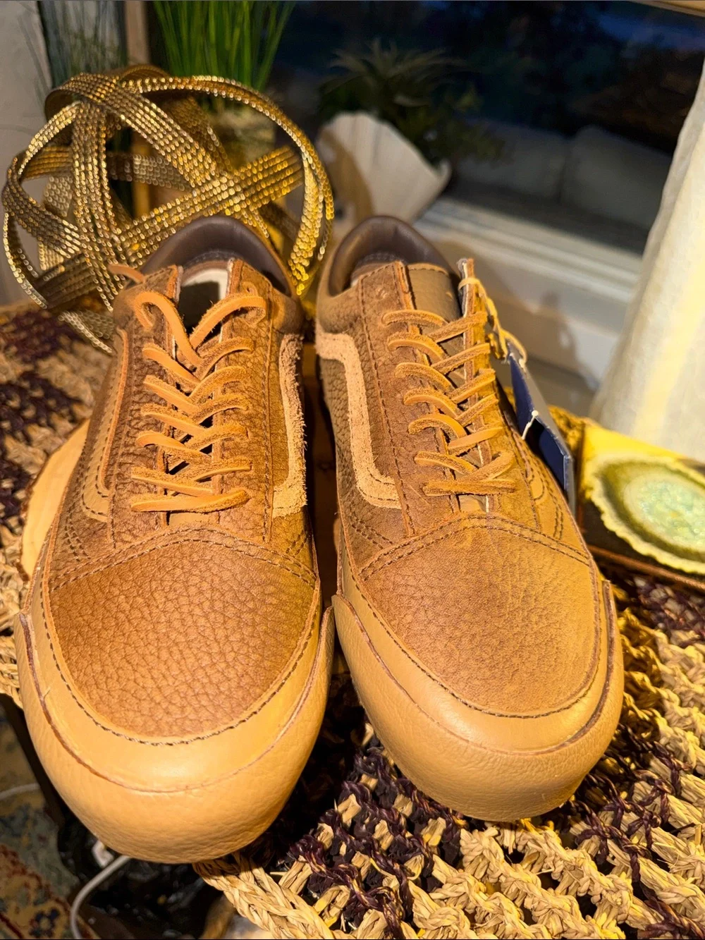 Vans Premium Old Skool LX Houston Chipmunk Brown Leather Sneakers M6.5 W8